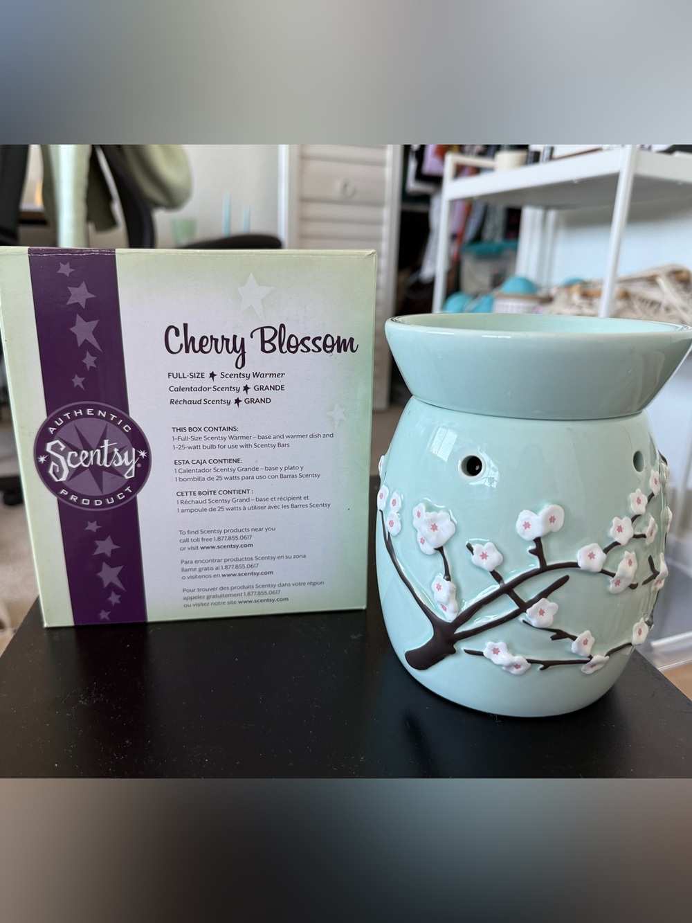 Scentsy Cherry Blossom Ceramic Warmer in Pale Blue